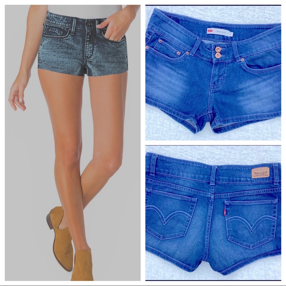 Jr 7 Waist 30” LEVIS ‘Shorty Short’ Jean Cutoff Hem Shorts - Picture 2 of 16